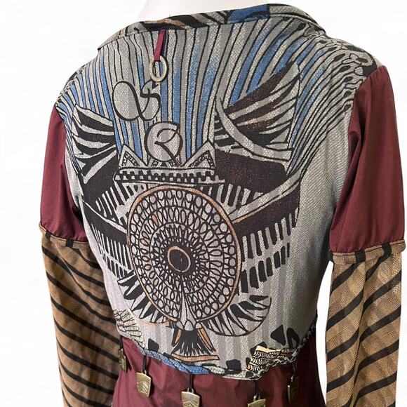 Save The Queen Midi Dress Long Sleeve Stretch Italy Boho Art Avant Grande - Picture 6 of 8